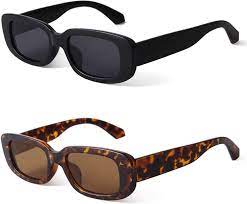 Striped rainbow socks had a huge moment in the late 90s and were worn with platforms and denim minis. Amazon Com Judoo Rectangle Sunglasses For Women Vintage Fashion Narrow Square Frame With Uv400 Protection 2 Pack Black Tortoise Frame Brown Lens Clothing