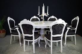 Universal furniture french country dining room with stone arch. French Style Dining Table With 6 Louis Chairs Painted Vintage Antique Farmhouse Furniture