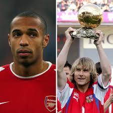 Pavel Nedved, 2002/03: 🏟️ 47 Games ⚽ 14 Goals 🎯 3 Assists Thierry Henry,  2002/03: 🏟️ 55 Games ⚽ 32 Goals 🎯 28 Assists Only one man walked out with  the Ballon d'Or. Henry must still be kicking himself to this day! 😫🏆