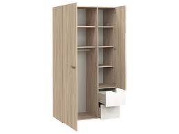 Armoire 2 Portes 2 Tiroirs Tempo Pop Coloris Chene Relief Et Blanc Brillant Vente De Armoire Conforama Armoire 2 Portes Armoire Armoire Conforama