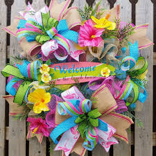 Wreaths are the perfect gift for any occasion.check out our wonderful selection! Home Decor Handmade Tropical Summer Relaxation Deco Mesh Door Wreath Home Living Wreaths Door Hangers