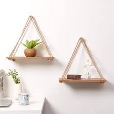 Simple floating living room shelves. Buy Sand Mine Set Of 3 Wood Wall Hanging Shelf Wood Floating Shelves Hanging Swing Rope Shelves Rustic Rope Hanging Shelves Rustic Wall Decor Swing Shelf Wall Display Shelves For Living Room