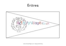 Colour in the eritrean flag, with its red, green and blue triangles and yellow wreath design. Eritrea Flag Colouring Page