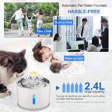 Automatic pet cat water drinking fountain silenced pump power adapter us/eu plug. He Replaceable Filtration Automatic Cat Water Fountain 2 4l Water Fountain Usb Cable Shopee Indonesia