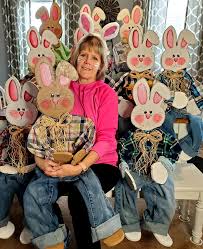 Sitting Character Online Painting Tutorial Diy Fall Porch Sitter Snowman Scarecrow Rabbit In 2021 Easter Wood Crafts Online Painting Tutorials Easter Crafts Diy