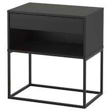 Gemma nightstand with usb port in black. Vikhammer Nightstand Black 23 5 8x15 3 8 Ikea