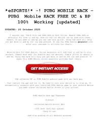Download working hacks for pubg mobile, such as wallhacks, aimbots and other powerful mods! U S A Hacks Active Pubg Mobile Free Uc Hack Pdf Docdroid