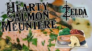 Hearty Salmon Meuniere Cooking From Legend Of Zelda Breath Of The Wil Zelda Breath Of Wild Salmon Game Food