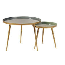 .pour votre salon ✅ commandez en ligne sur maisons du monde | livraison gratuite en boutique alors, trouver la déco de salon idéale prend parfois du temps. Tables Gigognes En Metal Vert Et Dore Avril Maisons Du Monde