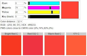 Cmyk To Pms Color Code Converter Pms Colour Pantone