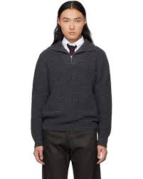 Drake's Wool Quarter Zip Sweater in Black for Men | Lyst UK