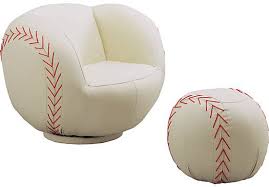 Sport White Baseball Chair And Ottoman Seating White Baseball Chair Baseball Room Decor Chair And Ottoman