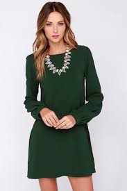 Perfect Situation Dark Green Long Sleeve Shift Dress Mini Dress Fashion Long Sleeve Casual Dress Long Sleeve Shift Dress
