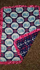 Reversible Hot Pink And Navy Blue Nautical Fleece Blanket Monogram Baby Girl Baby Monogram Baby Sister