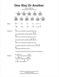 All the chords are relative to the capo, it's simpler that way. One Way Or Another Guitar Chords Lyrics Print Sheet Music Now