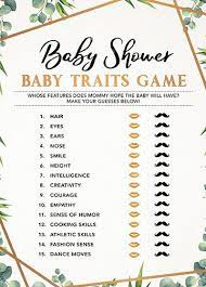 Baby Traits Game Baby Shower Game Printable Baby Shower Instant Download Gender Neutral Baby Shower Games Greenery Baby Shower Activity Printable Baby Shower Games Green Baby Shower Virtual Baby Shower Ideas
