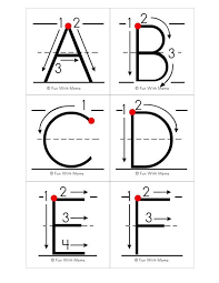 Printable alphabet letters and worksheets including letter and alphabet tracing pages, letter mazes, letter the alphabet letters coloring pages have two letters each per page. Alphabet Letter Formation Cards Alphabet Writing Practice Alphabet Writing Letter A Crafts