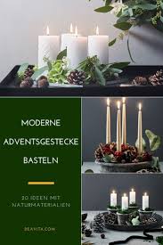 Moderne Adventsgestecke Basteln Diy Ideen Mit Naturmaterialien Decor Table Decorations Home Decor