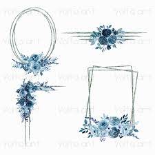 Watercolor Floral Geometric Silver Indigo Peony Frames Angles Etsy Floral Watercolor Floral Wreath Watercolor Clip Art Borders