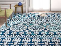 Rugs that fit under doors. Modern Floral Ivory Blue Short Pile Area Rug In 2021 Natural Carpet Cleaning How To Clean Carpet Area Rugs For Sale