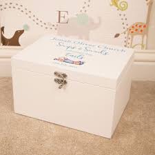 Personalised Baby Boy Wooden Memory Box With Name And Date
