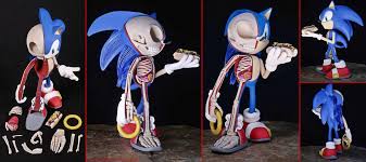 How To Make A Skeleton Model Out Of Clay Sonic Half Skeleton Handmade By Claysan In Polymer Clay Sculpture Is 20cm Tall And Weighs 480g All Bones And Internal Organs Are Sonic Polymer Clay Sculpture