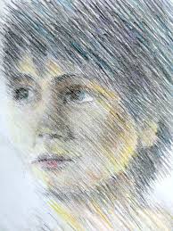 Pencil drawing of young woman by F C MacLeod