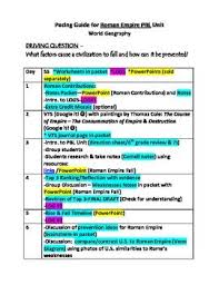 Roman Empire Complete Unit Plans With Pbl Answer Key Unit Plan Answer Keys Pbl