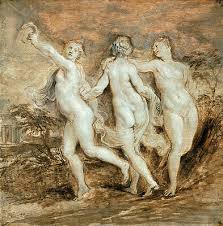 The Three Graces Peter Paul Rubens Frauen Tamburin Grazien Nackt B A3 03072