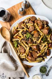 Italian sausage is one of my favorite proteins. Balsamic Pasta With Chicken Sausage Broccoli And Mushrooms The Beach House Kitchen