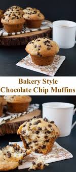 Bakery Style Chocolate Chip Muffins Video Recipe Homemade Chocolate Chip Muffins Chocolate Chip Muffin Recipe Best Chocolate Chip Muffins