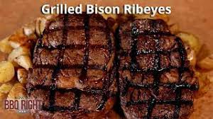 Season the ribeye steaks simply. Grilled Bison Ribeyes Youtube