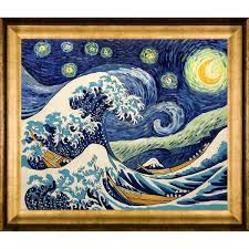 This 'starry night' by vincent van gogh painting print on canvas is a wrapped canvas print of a famous masterpiece by the european master vincent van gogh. Vincent Van Gogh Starry Night Wave Collage Artist Interpretation Hand Painted Framed Canvas Art On Sale Overstock 10772192