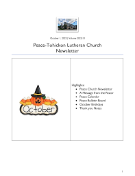 Peace-Tohickon Lutheran Church Newsletter
