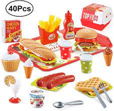 Amazon Com Beebeerun Juguetes De Comida Para Jugar Juego De Cocina De Simulacion Hamburg Coches De Juguete Para Ninos Juguetes Para Ninas Regalos Para Ninos