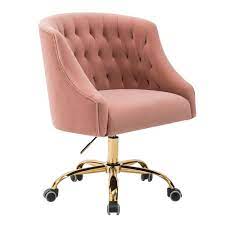 The chair is primarily pink with a gold brushed metal. Jayden Creation Lydia 24 5 In Width Big And Tall Blush Pink Fabric Task Chair With Adjustable Height Chm6030 Pink The Home Depot