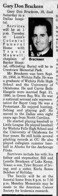 Gary Don Brackeen Obituary