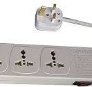 WES4-D107 Universal Power Strip 6-Outlet Surge Protector, 110V - 220V/250V