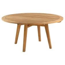 Available in a range of sizes, our kitchen and dining room tables can seat as few or as many as you like—from the cozy table tucked in the corner of your kitchen to the extension table with leaf that easily seats up to ten guests. Kingsley Bate Algarve Modern Classic Teak Outdoor Round Dining Table 52 Inch 51 D 60 D Kathy Kuo Home