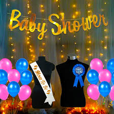 Baby shower decorations bridal shower shower party baby shower beehive candles these baby shower beehive candles are an ideal baby shower favor for friends and family. Baby Shower Decorations Material Set 44pcs Banner Sash Balloon And Badge With Fairy Led Light Set For For Mom To Be Gifts Gender Reveal Maternity Pregnancy Photoshoot Material Items Supplies Party Propz Online Party