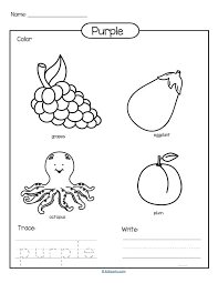 Color Purple Printable Color Trace And Write Color Worksheets Color Worksheets For Preschool Preschool Coloring Pages