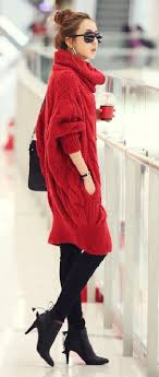 Fashionista Nkdbeauty Fashion Red Sweater Dress Sweaters