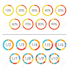Circle Chart Set With Percentage And Pie Chart Set With 2 3 4 5 6 7 8 9 10