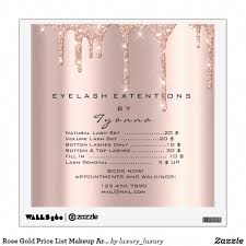 Rose Gold Price List Makeup Artist Lashe Extension Wall Decal Nail Salon Prices Makeup Prices Makeup Price List