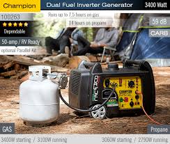 Find a store near you · fast delivery · 55th birthday savings Review Champion Dual Fuel Inverter Generator Champion 100263 3400w