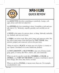 This Quick Review Sheet Is Included In Flip N Check To Remind You Of The Parts Of Speech Word Drop Mad Libs Nouns