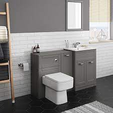 Combination basin and toilet unit. Keswick Grey Sink Vanity Unit Storage Unit Toilet Package Victorian Plumbing Uk