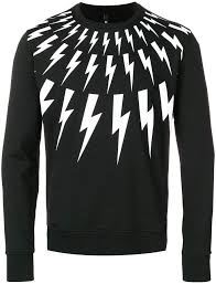 Black And White Lightning Bolt Sweater Neil Barrett Lightning Bolt Printed Sweatshirt Farfetch Printed Sweatshirts Sweatshirts Black Sweatshirts