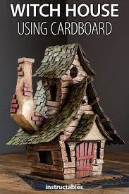 Witch House Using Cardboard Cardboard Crafts Fairy House Diy Cardboard Art