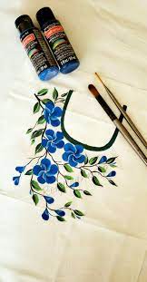Free Hand Fabric Design Acrylic Painting Neck Pattern For Beginners Fabricpainting Fabric De Fabric Painting On Clothes Fabric Paint Shirt Fabric Painting